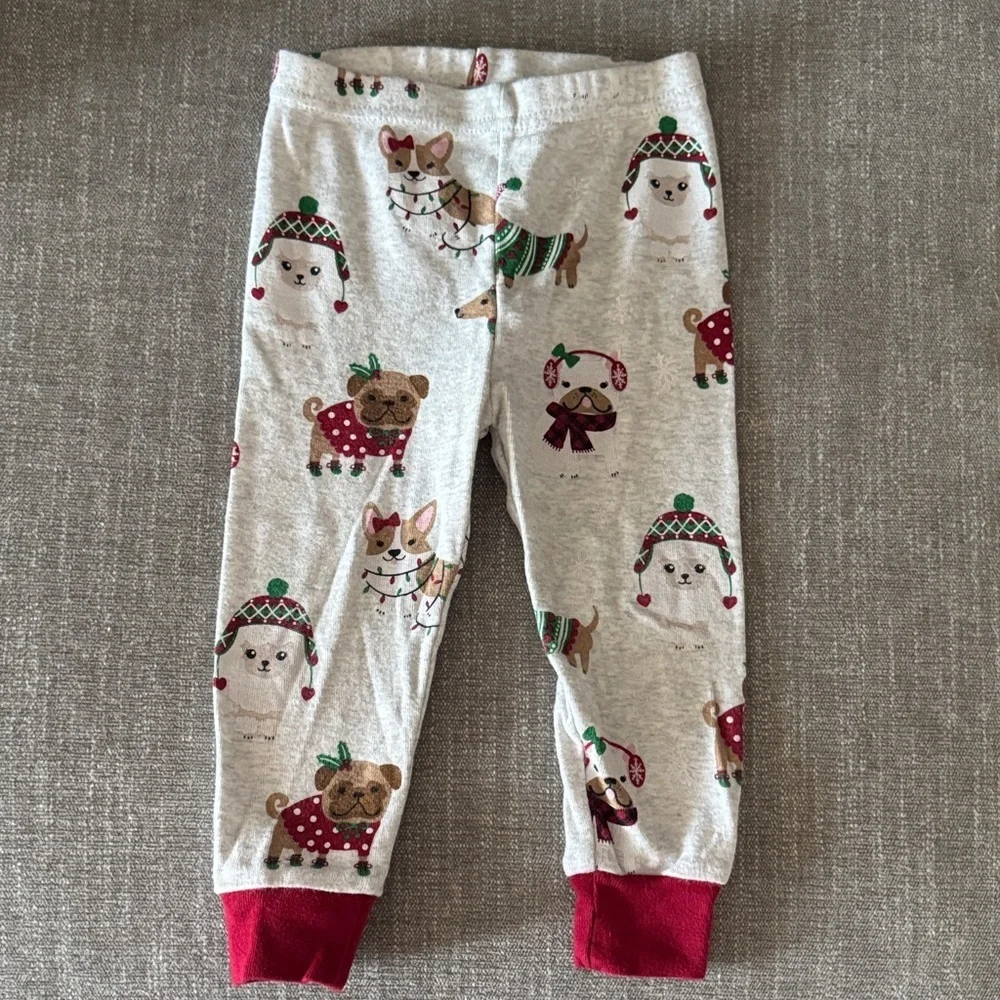 Adorable Holiday Corgi Kids Pajamas - Gray and Red